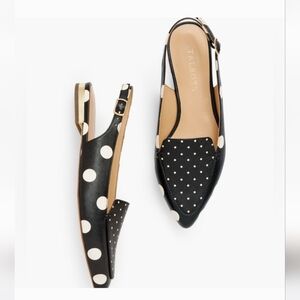 Talbots Polka Dot Slingback Women's Shoes Size 6.5 Black White